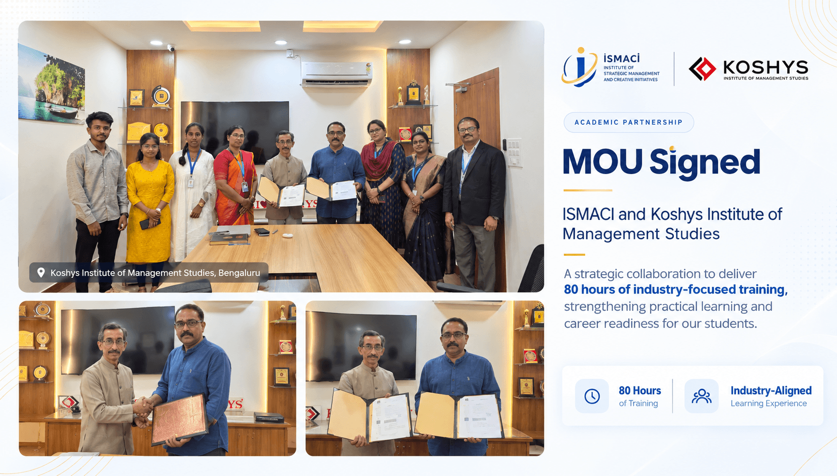 ISMACI and Koshys Institute of Management Studies MoU signing ceremony in Bengaluru